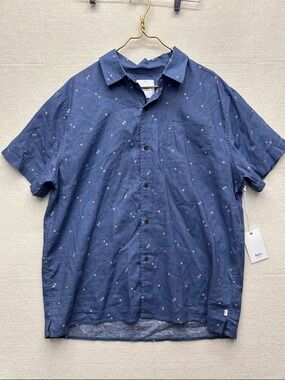 Katin Navy Blue Short-Sleeve Button-Up Shirt with Small Dot Print